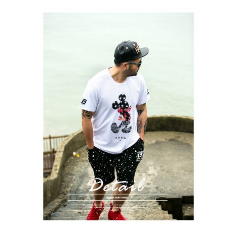   חולצת גבר הדפס מיקי לבנה